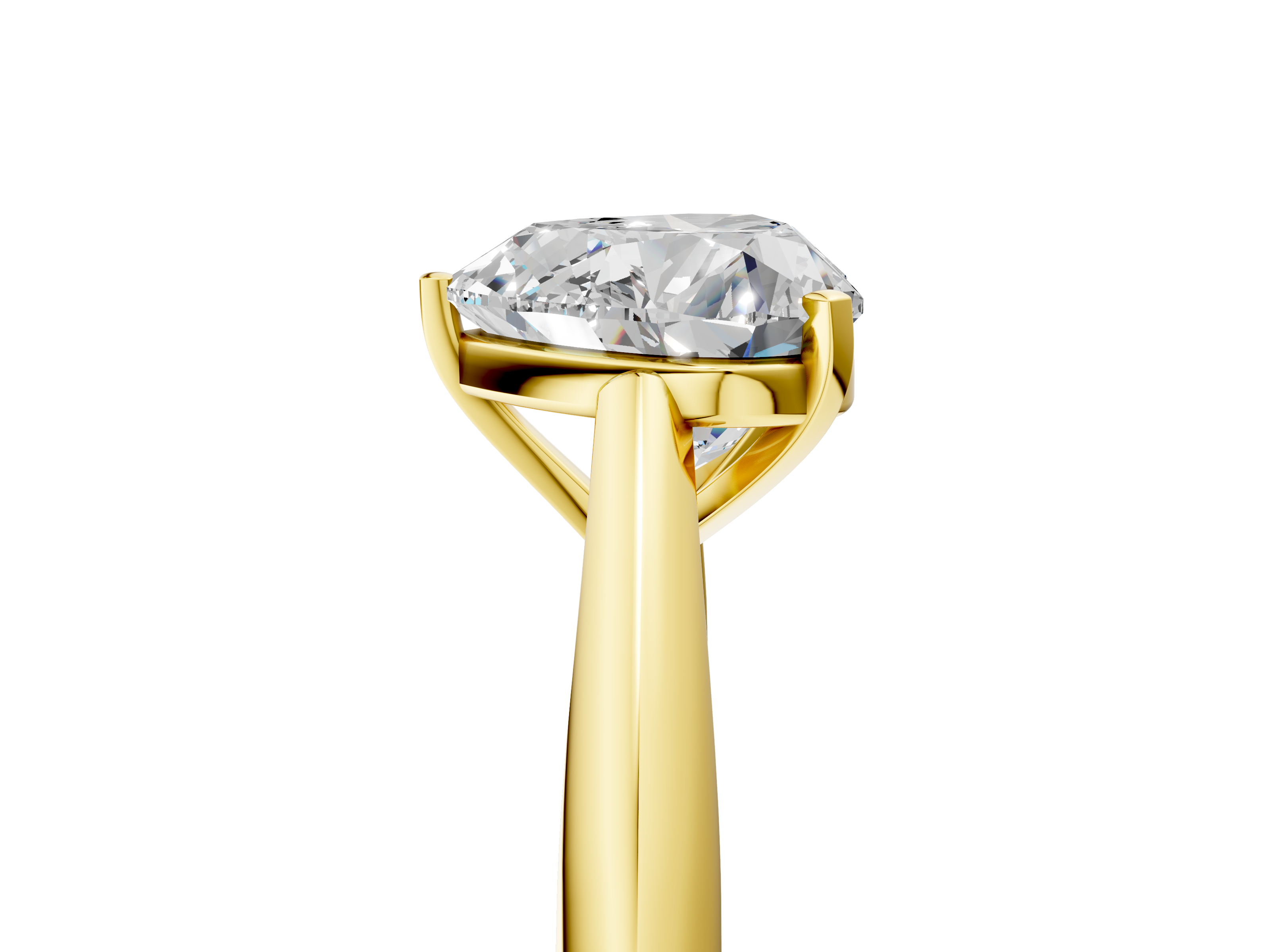 Yellow gold Heart Solitaire Diamond Engagement Ring with Cathedral Setting and Four-Prong Mount on a Classic Band_214