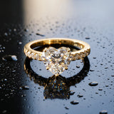 Yellow gold Heart Solitaire Diamond Engagement Ring with Pavé Band and Six-Prong Setting_15