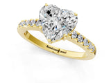 Yellow gold Heart Solitaire Diamond Engagement Ring with Pavé Band and Six-Prong Setting_28
