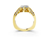 Yellow gold Heart Solitaire Diamond Engagement Ring with Pave Band and Four-Prong Setting 3