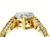 Yellow gold Heart Solitaire Diamond Engagement Ring with Pave Band and Four-Prong Setting 4