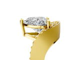 Yellow gold Heart Solitaire Diamond Engagement Ring with Pave Band and Four-Prong Setting 5