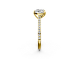 Yellow gold Heart Solitaire Diamond Engagement Ring with Pave Band and Six-Prong Setting_44