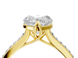 Yellow gold Heart Solitaire Diamond Engagement Ring with Pave Band and Six-Prong Setting_46