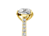 Yellow gold Heart Solitaire Diamond Engagement Ring with Pave Band and Six-Prong Setting_47