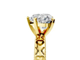Yellow gold Heart Solitaire Diamond Engagement Ring with XO Engraved Band and Four-Prong Setting 5