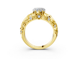 Yellow gold Heart Solitaire Diamond Leaf Vine Band with Prong Setting_40
