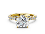 Yellow gold Heart Solitaire Diamond Pavé Band with Four-Prong Setting_46