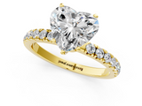 Yellow gold Heart Solitaire Diamond Pavé Band with Four-Prong Setting_47