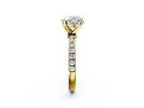 Yellow gold Heart Solitaire Diamond Pavé Band with Four-Prong Setting_48