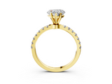 Yellow gold Heart Solitaire Diamond Pavé Band with Four-Prong Setting_49