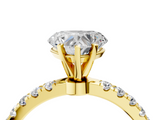 Yellow gold Heart Solitaire Diamond Pavé Band with Four-Prong Setting_50