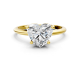 Yellow gold Heart Solitaire Diamond Ring with 4-Prong Setting on a Classic Band_3