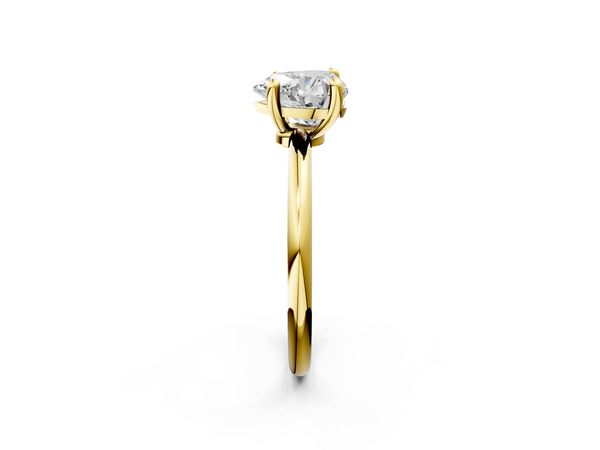 Yellow gold Heart Solitaire Diamond Ring with 4-Prong Setting on a Classic Band