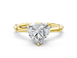 Yellow gold Heart Solitaire Diamond Ring with Bamboo Band and Four-Prong Setting_47