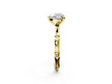 Yellow gold Heart Solitaire Diamond Ring with Bamboo Band and Four-Prong Setting_49