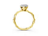 Yellow gold Heart Solitaire Diamond Ring with Bamboo Band and Four-Prong Setting_50