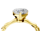 Yellow gold Heart Solitaire Diamond Ring with Bamboo Band and Four-Prong Setting_51