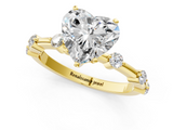 Yellow gold Heart Solitaire Diamond Ring with Bezel Set Side Stones and Prong Setting_5