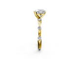 Yellow gold Heart Solitaire Diamond Ring with Bezel Set Side Stones and Prong Setting_6