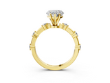 Yellow gold Heart Solitaire Diamond Ring with Bezel Set Side Stones and Prong Setting_7