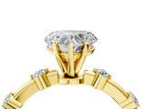 Yellow gold Heart Solitaire Diamond Ring with Bezel Set Side Stones and Prong Setting_8
