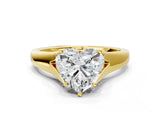 Yellow gold Heart Solitaire Diamond Ring with Cathedral Band and Four-Prong Setting_66