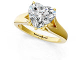 Yellow gold Heart Solitaire Diamond Ring with Cathedral Band and Four-Prong Setting_67