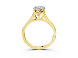 Yellow gold Heart Solitaire Diamond Ring with Cathedral Band and Four-Prong Setting_69
