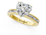 Yellow gold Heart Solitaire Diamond Ring with Channel-Set Baguette Band and Four-Prong Setting_76
