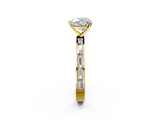 Yellow gold Heart Solitaire Diamond Ring with Channel-Set Baguette Band and Four-Prong Setting_77