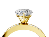 Yellow gold Heart Solitaire Diamond Ring with Channel-Set Baguette Band and Four-Prong Setting_79