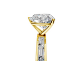 Yellow gold Heart Solitaire Diamond Ring with Channel-Set Baguette Band and Four-Prong Setting_80
