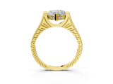 Yellow gold Heart Solitaire Diamond Ring with Channel Set Band and Bezel Prong Setting_59