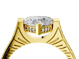 Yellow gold Heart Solitaire Diamond Ring with Channel Set Band and Bezel Prong Setting_60