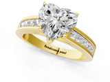Yellow gold Heart Solitaire Diamond Ring with Channel-Set Band and Four-Prong Setting_5