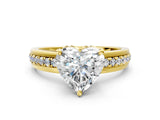 Yellow gold Heart Solitaire Diamond Ring with Channel Set Band and Six-Prong Setting_47