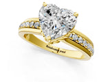 Yellow gold Heart Solitaire Diamond Ring with Channel Set Band and Six-Prong Setting_48