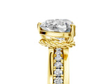 Yellow gold Heart Solitaire Diamond Ring with Channel Set Band and Six-Prong Setting_52