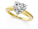 Yellow gold Heart Solitaire Diamond Ring with Four-Prong Setting and Classic Band_5
