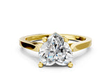 Yellow gold Heart Solitaire Diamond Ring with Four-Prong Setting and Tapered Band 1