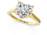 Yellow gold Heart Solitaire Diamond Ring with Four-Prong Setting and Tapered Band 2