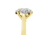 Yellow gold Heart Solitaire Diamond Ring with Four-Prong Setting and Tapered Band