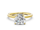 Yellow gold Heart Solitaire Diamond Ring with Four-Prong Setting on a Plain Band_20