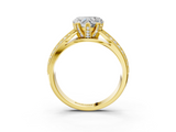 Yellow gold Heart Solitaire Diamond Ring with Milgrain Pavé Band and Four-Prong Setting_107