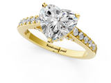 Yellow gold Heart Solitaire Diamond Ring with Pavé Band and Four-Prong Setting_92