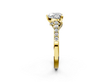 Yellow gold Heart Solitaire Diamond Ring with Pavé Band and Four-Prong Setting_93