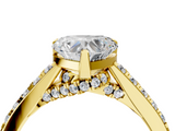 Yellow gold Heart Solitaire Diamond Ring with Pavé Band and Four-Prong Setting_95