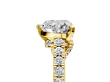 Yellow gold Heart Solitaire Diamond Ring with Pavé Band and Four-Prong Setting_96