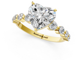 Yellow gold Heart Solitaire Diamond Ring with Pave Band and Four-Prong Setting_267